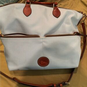 Dooney & Bourke Blue and Brown Shoulder Bag with Classic Design